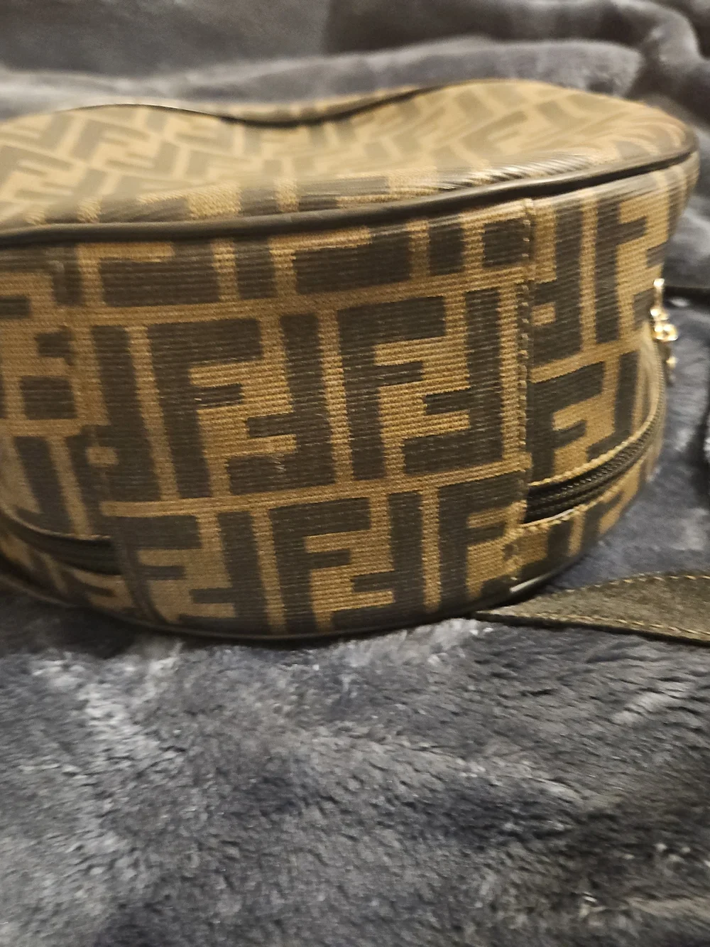 Fendi Brown and Black Logo Round Crossbody Bag